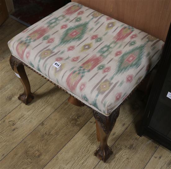 A cabriole leg stool, W.62cm